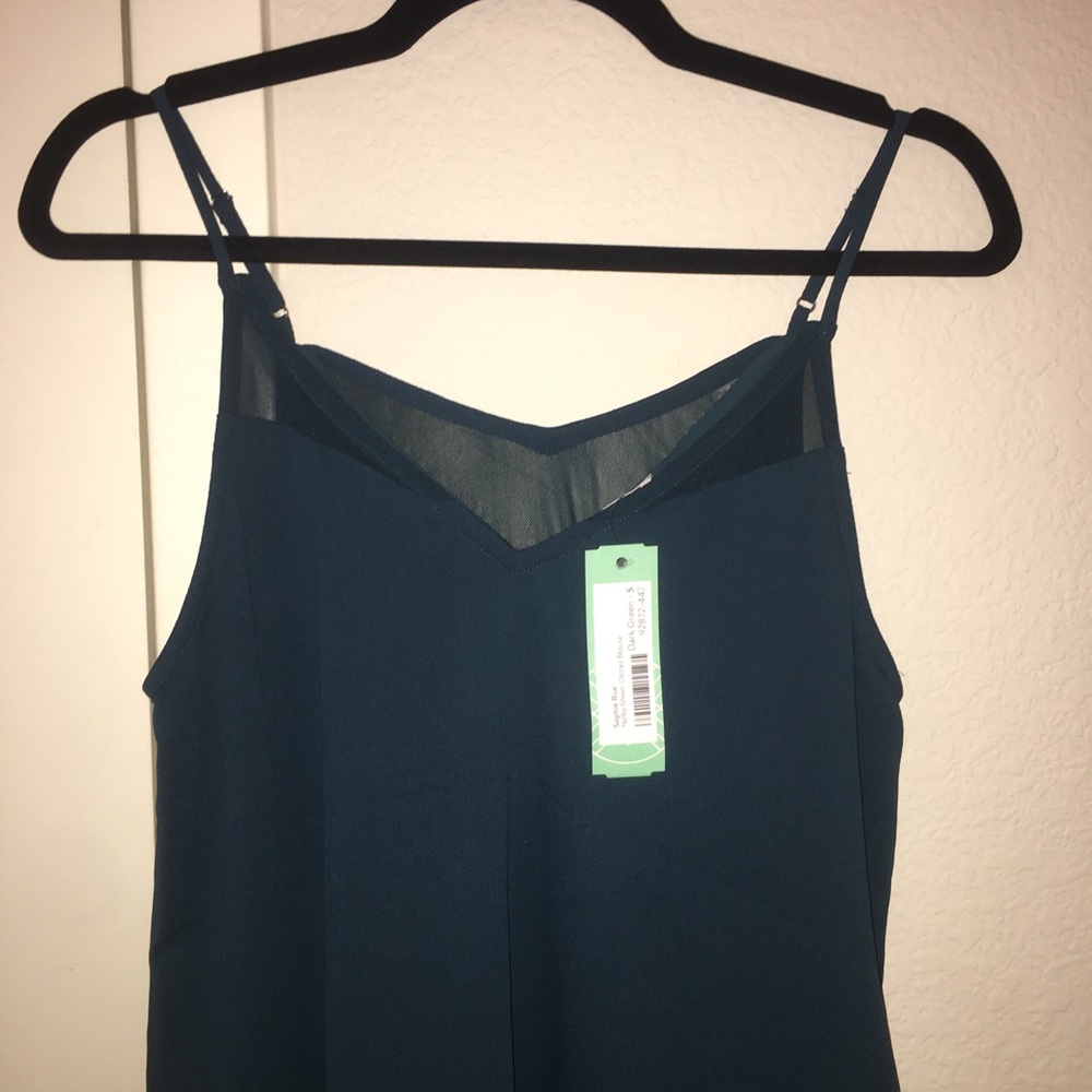 Teal tank with sheer detailing - Picture 2 of 3